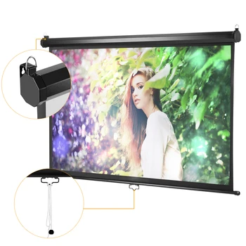 

Excelvan 100 inch Diagonal 16:9 Ratio 1.1 Gain Pull Down Projector Screen Suitable For DTV Presentation With Auto Locking Device