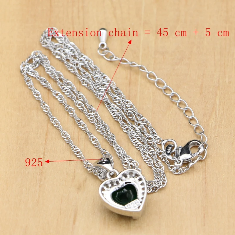 925 Silver Bridal Jewelry Sets Green Cubic zirconia White CZ For Women Weeding (2)