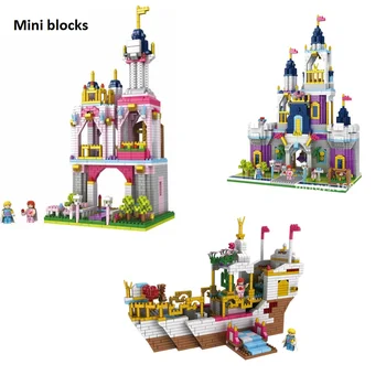 

PZX Mini Blocks Plastic Building Toy Beautiful Castle Model brinquedos corsair Educational Kids toys for Children Gift