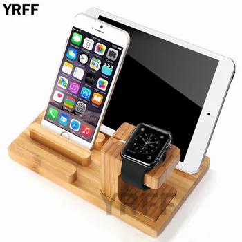 

YRFF Bamboo Wood Desktop Stand for iPad Tablet Bracket Docking Holder Charger for iPhone For xiaomi huawei Samsung for Meizu
