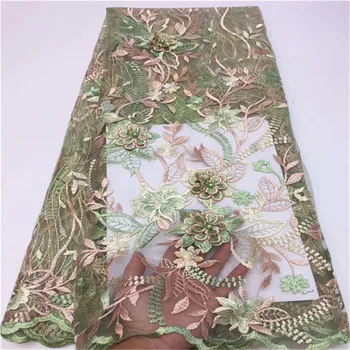

Latest African Laces Fabrics Embroidered High Quality French Lace beads Fabric Cheap Nigerian Net tulle Lace Fabric