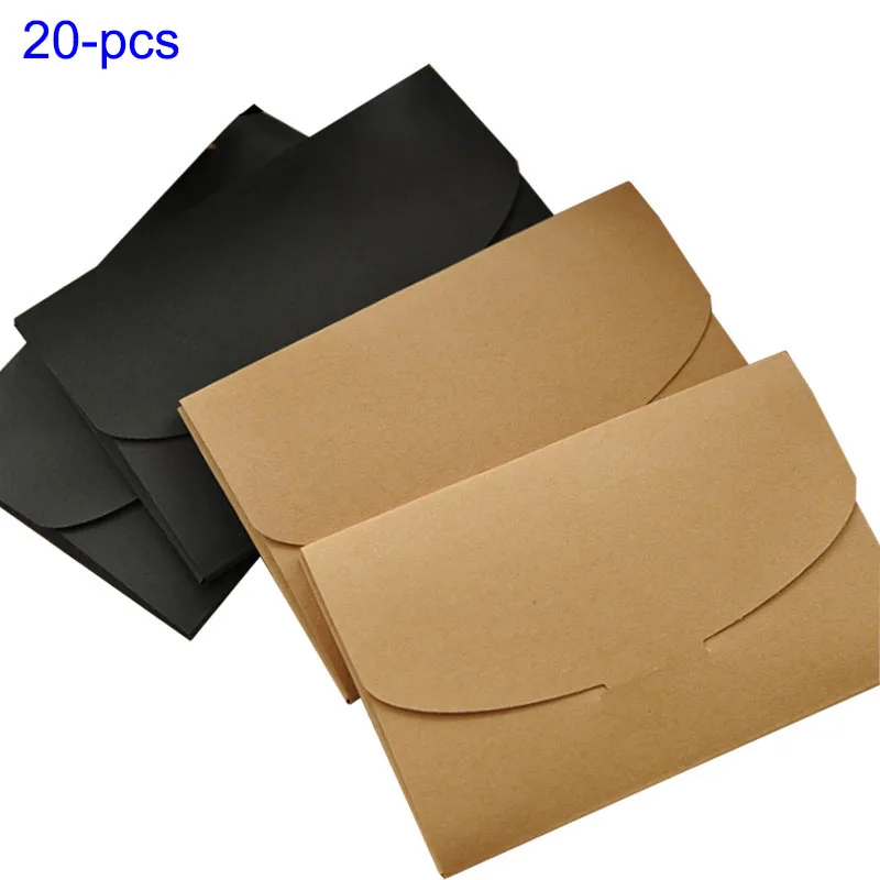 

20pcs Black Kraft Blank Mini Paper envelopes for invitations Wedding Party decoration Greeting Card Postcard Gift envelopes lot