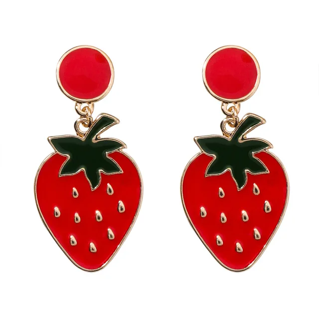 Red Cherry, Strawberry, Cactus Stud Earrings 3