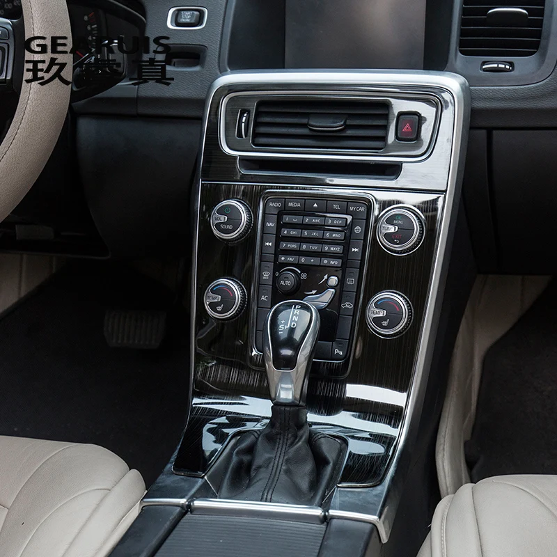 

Car styling Interior Trim Air conditioning CD control panel decoration Stickers covers For volvo S60 2014-2018 auto accessories