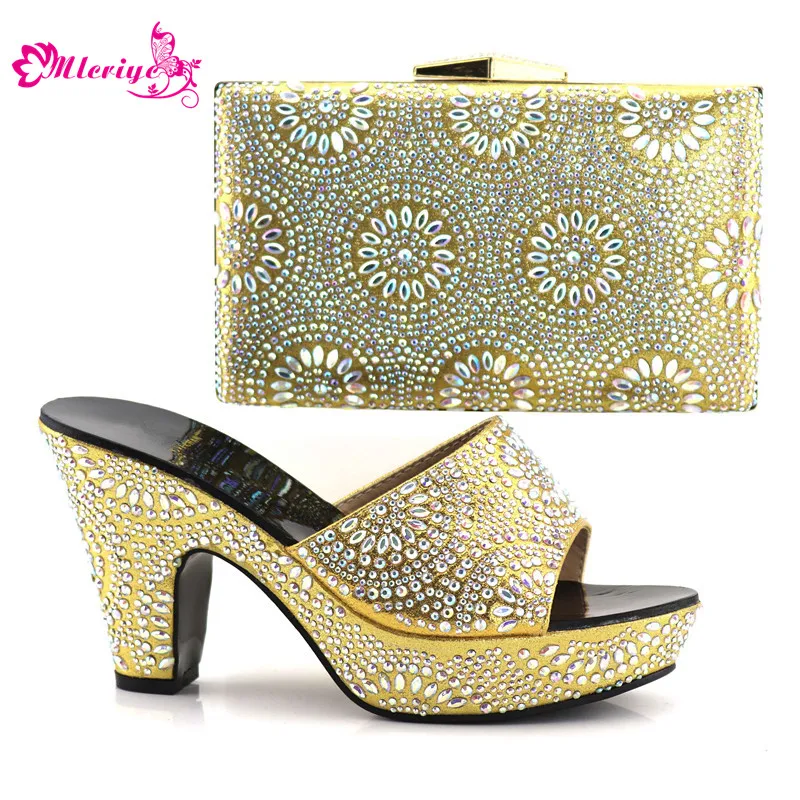 New Arrival Womens Dress Shoes Open Toe Italian Shoes and Bags To Match Shoes with Bag Set Decorated with Rhinestone Low Heels New Arrival Womens Dress Shoes Open Toe Italian Shoes and Bags To Match Shoes with Bag Set Decorated with Rhinestone Low Heels