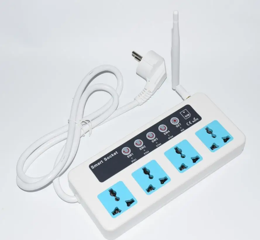 With temperature sensor 4 Outlets GSM SMS Remote Control Wireless Smart Switch Power strip Plug socket module controller SC4-GSM