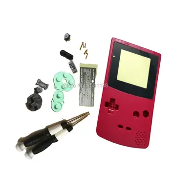 

Brand Rose Red Color With Brand Logo Full Set Shell Repair Case Casing Cover For GameboyColor Handheld Game Color Console