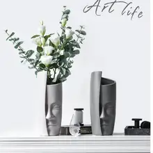 Скандинавские минималистичные керамические абстрактная ваза, человеческая голова, лицо, креативный дисплей, декоративная фигура, Мужская ваза в форме головы