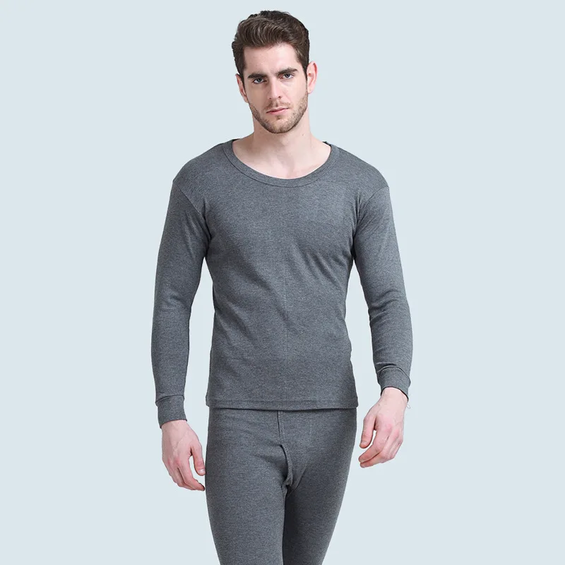 2018 men Autumn and Winter Pure Cotton Thermal Underwear pajamas set