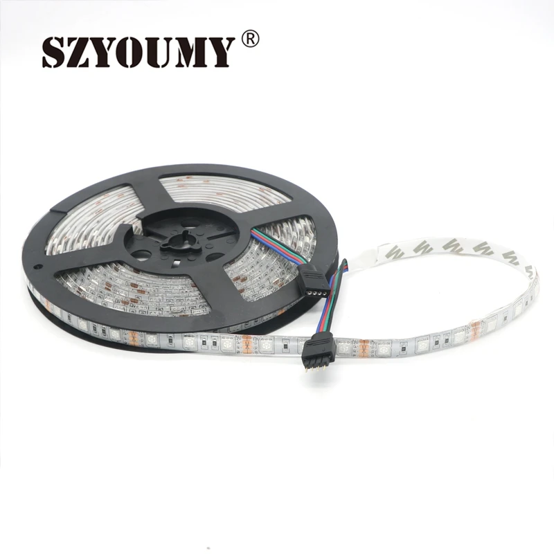 SZYOUMY RGB 5050 SMD 300 светодиодов 500 см Водонепроницаемый IP65 гибкие светодиодные полосы света 60 светодиодов/метр DC 12 V Сменные Цвет 200 м