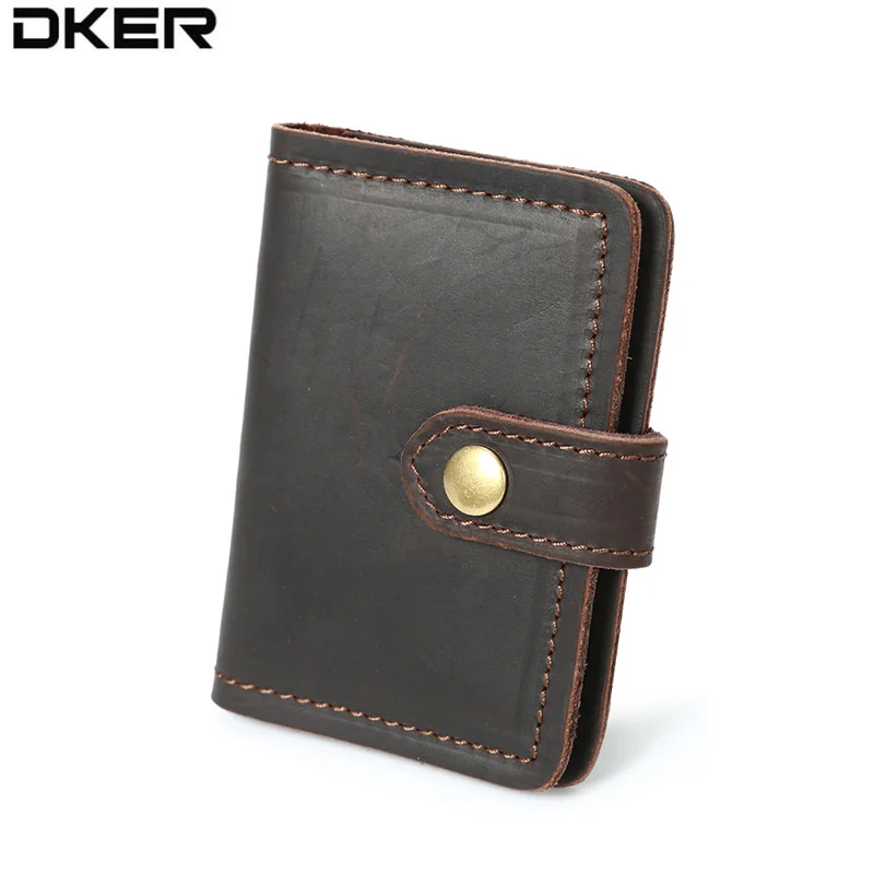 

Crazy Horse Leather Men Card Holder Mini Genuine Leather Card ID Holders Business Card Holder Minimalist Wallet for Credit Cards