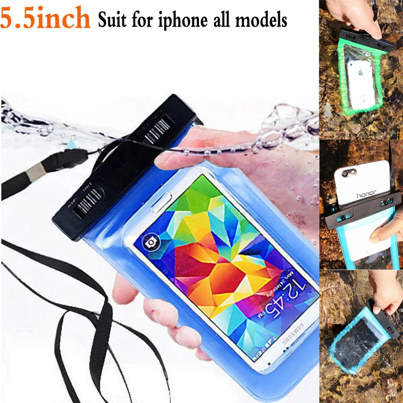 

5.5 inches Outdoor travel swim dive submersible Waterproof Bag Phone Case For iphone X 5 5S SE 6 6S 7 8 Plus all models