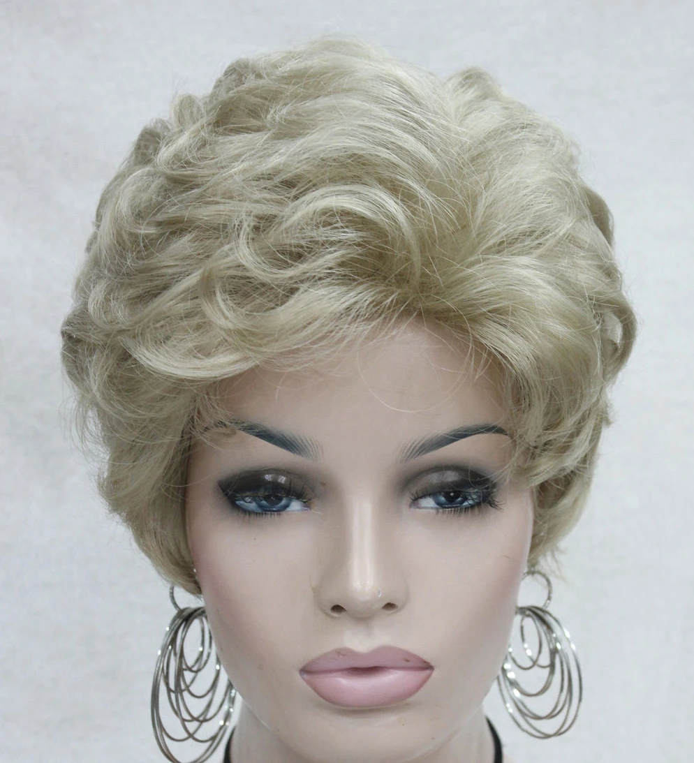 Excellent Light Golden Blonde Short Wavy Fluffy Women ladies Daily Wig PKTLD273 |