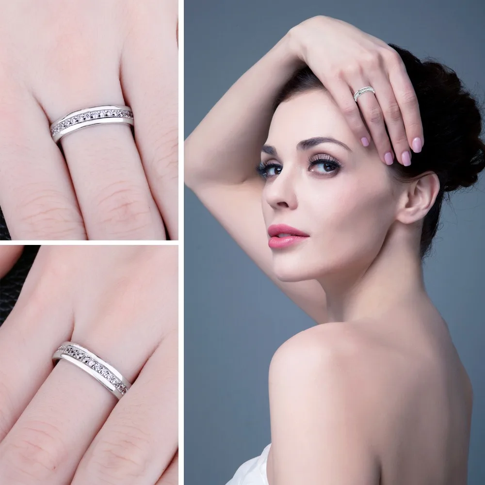 BLUE VOLGA 0.34ct Cubic Zirconia Anniversary Wedding Bands For Women Eternity Ring 100% 925 Sterling Silver Fine Jewelry Rings Fine Jewelry