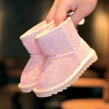 SKHEK 2018 Winter New Children Snow Boots Big Kids Leather Boots Warm Shoes With Fur Princess baby Girls Toddler Ankle Boots SKHEK 2018 Winter New Children Snow Boots Big Kids Leather Boots Warm Shoes With Fur Princess baby Girls Toddler Ankle Boots