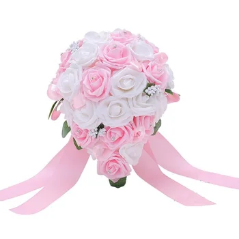 

Artificial flowers bouquet Bride Holding PE rose bouquet High quality bride bouquet wedding decorations WQ65