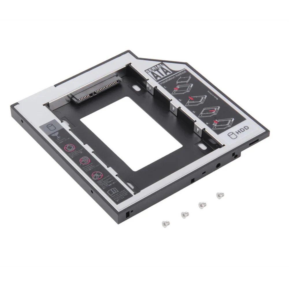 

1 pc Black 9.5mm Universale SATA secondo HDD SSD Hard Drive Caddy with 4 screws For CD/DVD-ROM Optical Bay