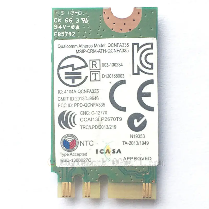 DW1707 VRC88 Qualcomm Atheros QCNFA335 Беспроводная bluetooth Wi Fi WLAN карта для Dell 1707 + Bluetooth|qualcomm atheros|wifi