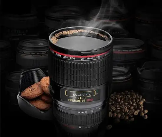 

PHOTO LIFE New Canon sixth Generation Stainless Steel Coffee Creative Lens Tea 400ml Mugs Emulation Camera Mug Cup