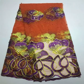 

2018 Luxury nigerian french tulle guipure tulle tissu embroidered african lace fabrics with stones beaded For Wedding HJ312-1