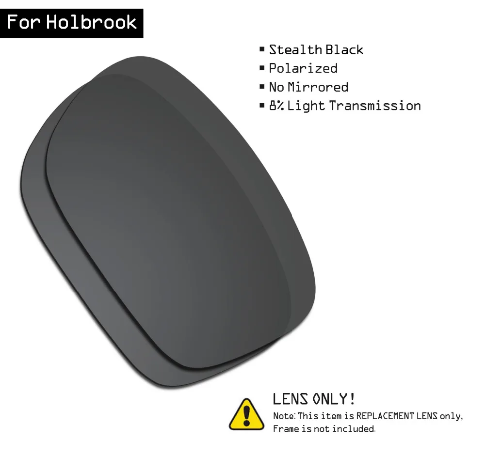 SmartVLT Polarized Sunglasses Replacement Lenses for Oakley Holbrook - Stealth Black