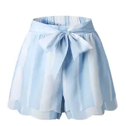 2019 летние пикантные модные полосатый принт лепесток край двойной Высокая талия юбка шорты для женщин для
