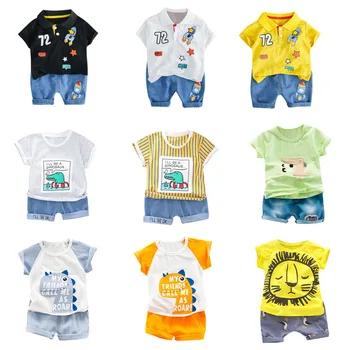 

2019 Fashion Summer Infant Baby Boy Cartoon Printed Tops+Shorts Outfits A variety of styles Clothes Sets