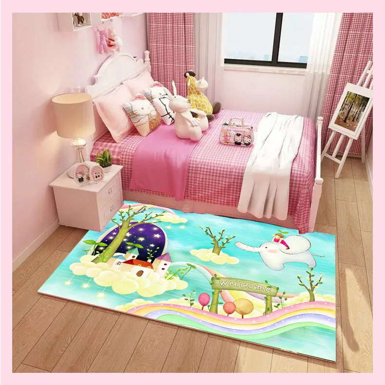 Розовый Единорог мультфильм спальня детское одеяло для ползания фланелевые принцессы Порошковые ковры для гостиной дома детская комната ковер и ковер - Цвет: 6