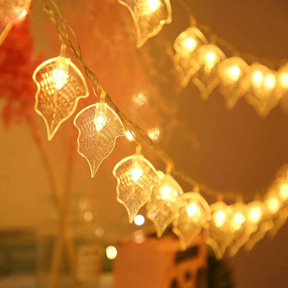 

Leaves Shaped LED String Lights USB Battery Operated Home Party Decorative Lamp 3/6/10m #4