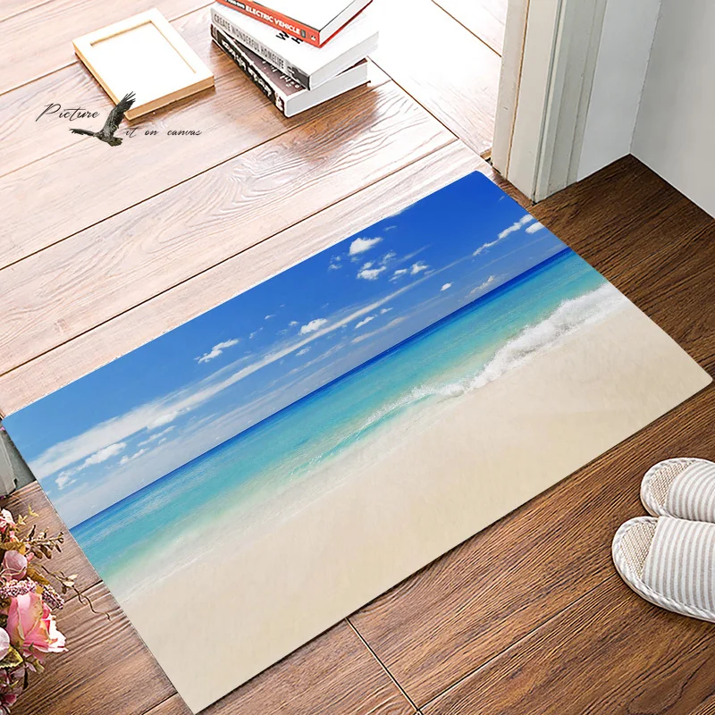 Picture It On Canva Tropical Beach Blue Sea Dirt Debris Mud Trapper Boot Shoes Scraper Machine Washable Accessory Sets Accent | Дом и сад