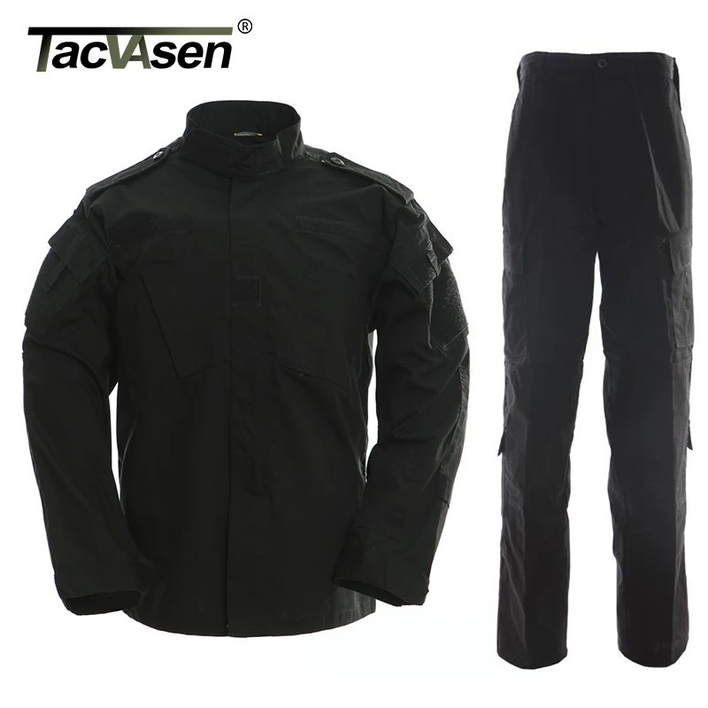 

TACVASEN Black Camouflage Men Clothes Tactical Military Uniform Clothing Army Combat Men's Jacket+Pants Hunt Clothes TD-WHFE-015