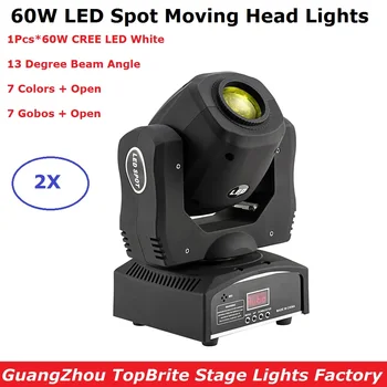 

2Pcs/Lot New Arrival 60W CREE LEDS Moving Head Spot Lights DMX512 Control Mini 60W LED Moving Head Gobo Lights Led Spot Dj