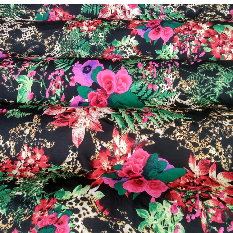 Korean Imported Summer Crystal Linen Printed Colors Four sided Elastic