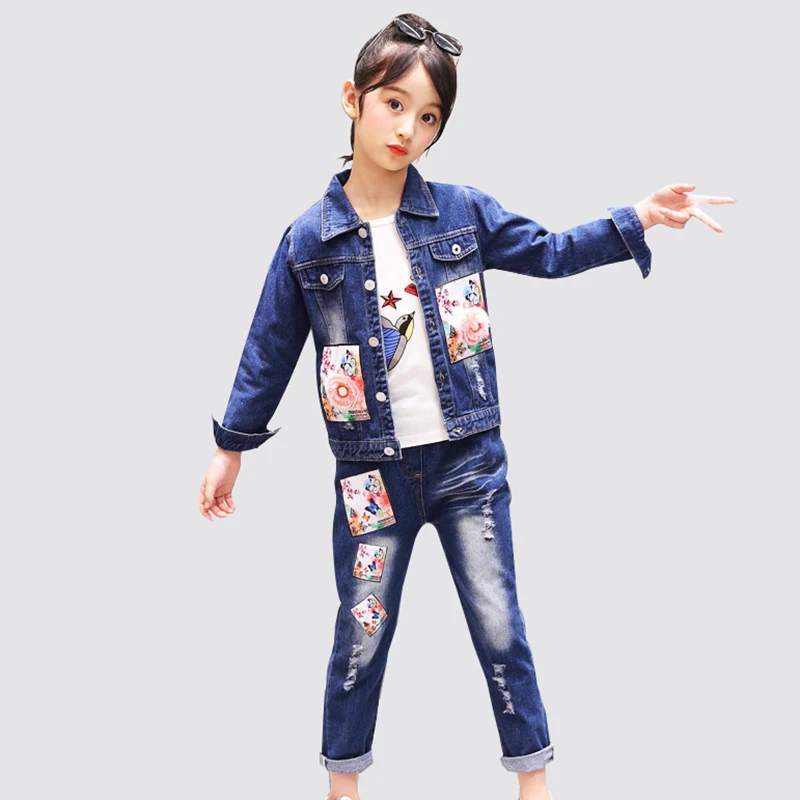

Big girl fashion sports suit black and white clothing set for teenager autumn sportswear children XL sportswear 6 8 10 12 14
