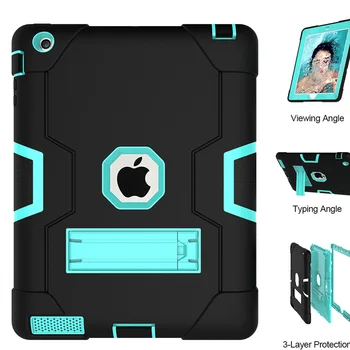 

Shockproof Fundas For iPad 2 3 4 Case Protective Shell Skin Case iPad2 iPad3 iPad4 Armor Tablet Case With Desktop Holder Cover