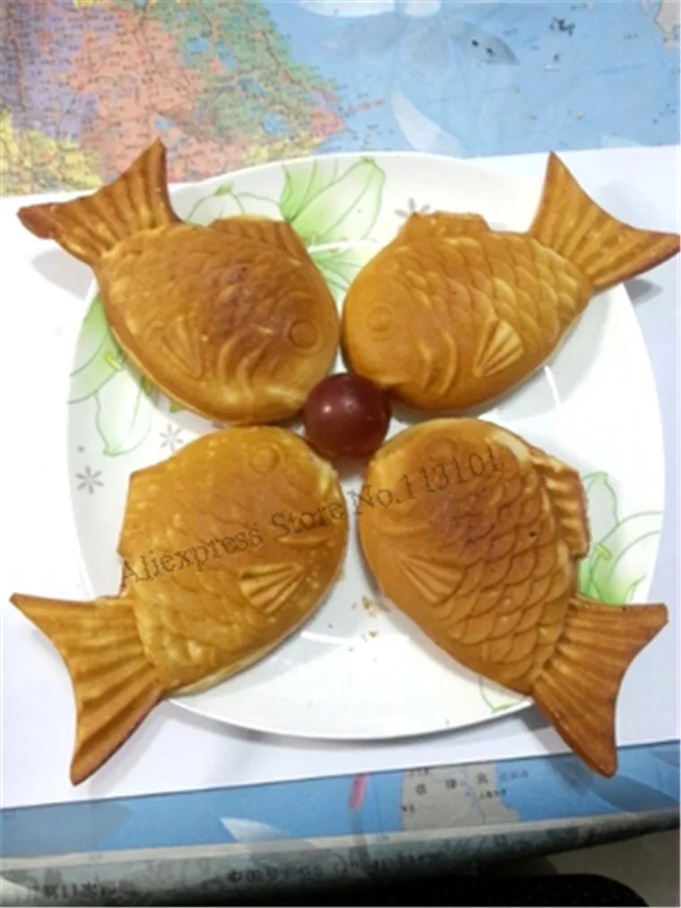 Из нержавеющей стали для газа Taiyaki вафель Рыба-формы вафельница газовая плита большой закуски машина с 2 формы