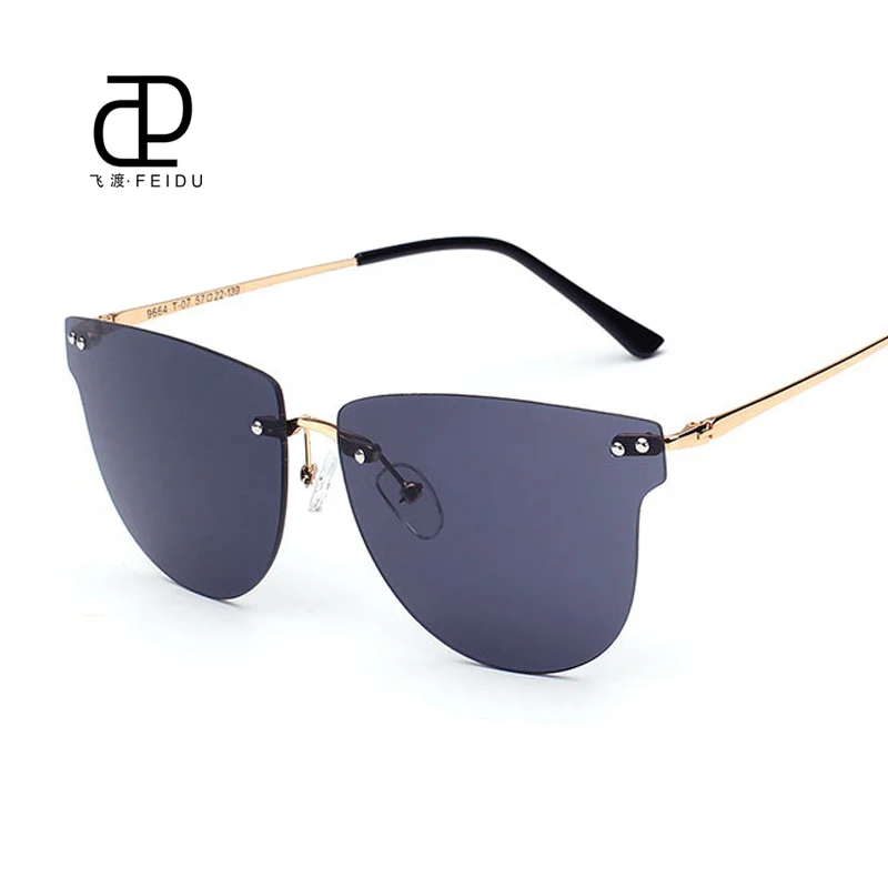 FEIDU 2016 Fashion Integrated Alloy Rimless Sunglasses Women Men Brand