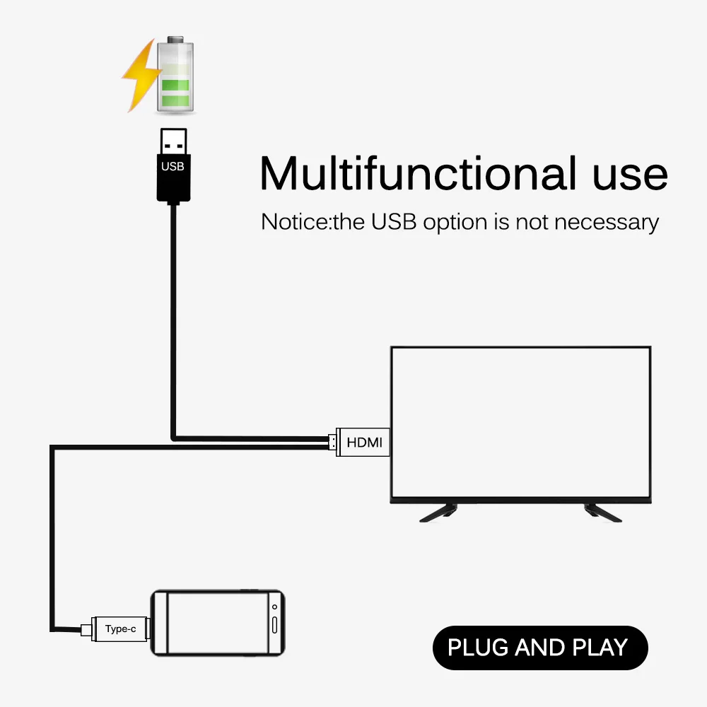 Кабель с высоким разрешением USB 3 1 Type C в UHD конвертер функцией Smart Power Charge для Macbook