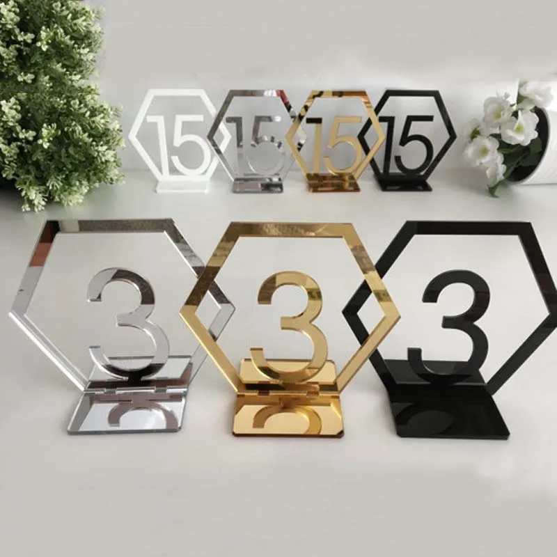 

Geometric Table Number Signs for Wedding Party Decor,silver or Gold Acrylic Number,Roman Numerals Geometric Boho Centerpiece