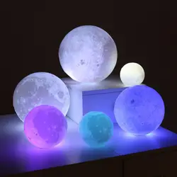 Перезаряжаемые 3D Луна лампы Дистанционное управление Спальня книжный шкаф ночник с подарочной коробке диаметром 8-15 см