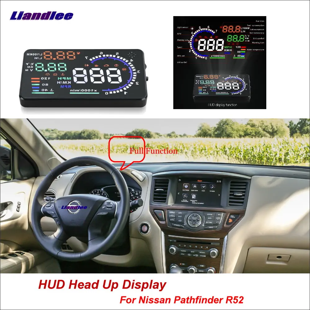 

Liandlee Car HUD Head Up Display For Nissan Pathfinder R52 2013-2018 Safe Driving Screen Full Function OBD Projector Windshield