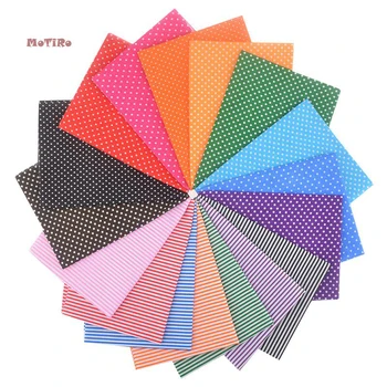 

MoTiRo,Stripe&Polka Dots Series Printed Plain Cotton fabric for Patchwork,50*50cm,Sewing Materials Telas Tissu for Handmad,17pcs