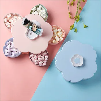 

Flower Petal Fruit Plate Rotating Food Container Candy Storage Box Nuts Snack Tray Party Wedding Kitchen Organizer Phone Holder