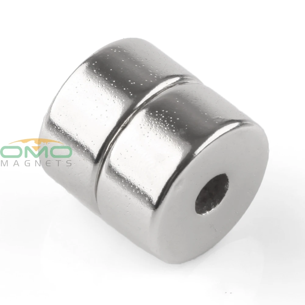 

OMO Magnetics N35 2pcs Strong Neodymium Round Ring Cylinder Countersunk Hole 5mm Magnets 20mm x 10mm