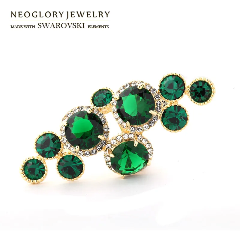 

Neoglory Austria Rhinestone & Zircon Finger Ring Geometric Style Light Yellow Gold Color Round Beads Trendy Women Party Vintage