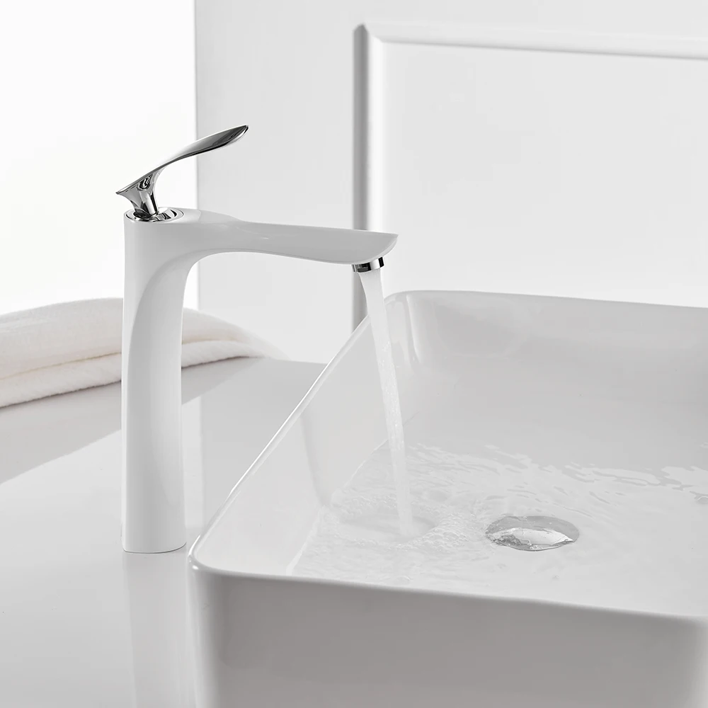 Online Waschtischarmaturen Weiß Farbe Becken Mischbatterie Bad Wasserhahn Heißen und Kalten Chrom finish Messing Wc, Waschbecken Wasser Kran Gold 228