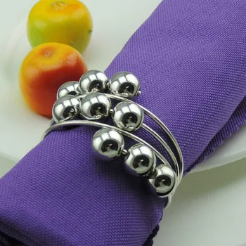 

12Pieces/Lot Wedding Napkin Rings Silver Pearl European Style Napkin Buckle Holder Hotal Party Table Decoration Wedding Supplies