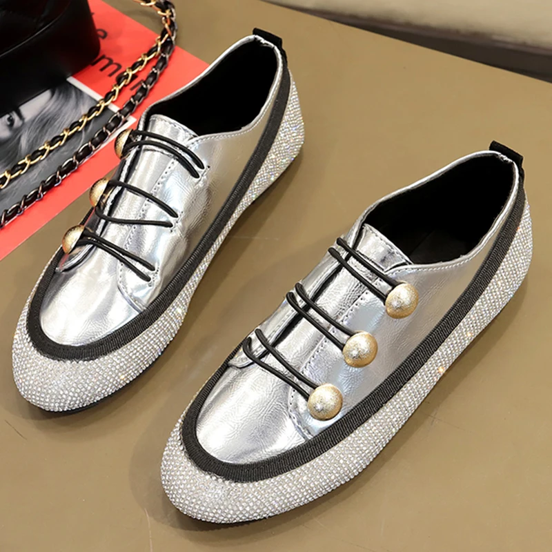 

2019 Spring Fashion Leather Leopard Shoes Glitter Casual Shoes Woman Black Sneakers Female Women Flats Shoes chaussures femme