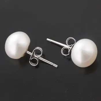 

wyan hot sell new - REAL AA+ WHITE 7-8MM AKOYA CULTURED PEARL STUD EARRINGS SALES PROMOTIONNoble style Natural Fine jewe fast SH
