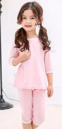 

Girls summer pajamas air conditioning home suit, short sleeve spring and summer thin pure cotton 2299